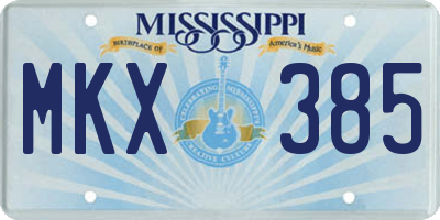 MS license plate MKX385