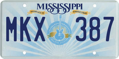 MS license plate MKX387