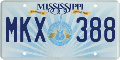 MS license plate MKX388