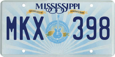 MS license plate MKX398