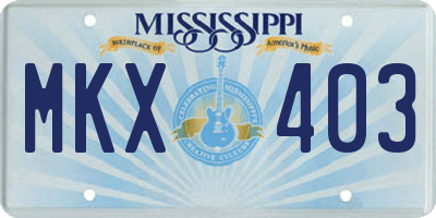 MS license plate MKX403
