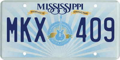 MS license plate MKX409