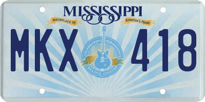 MS license plate MKX418