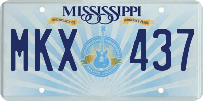 MS license plate MKX437