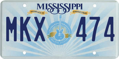MS license plate MKX474