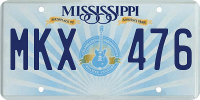 MS license plate MKX476
