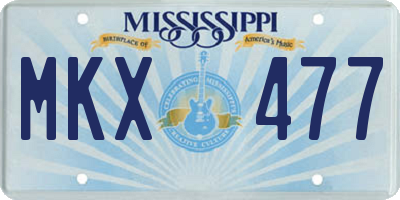 MS license plate MKX477