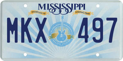 MS license plate MKX497