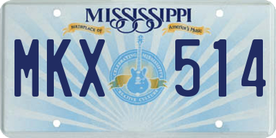 MS license plate MKX514