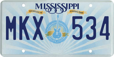 MS license plate MKX534