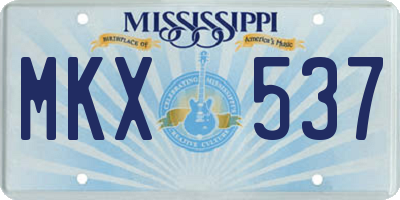 MS license plate MKX537