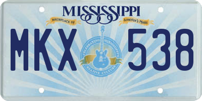 MS license plate MKX538