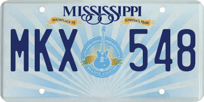 MS license plate MKX548