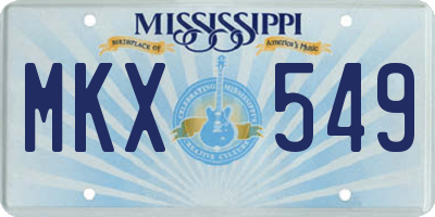 MS license plate MKX549