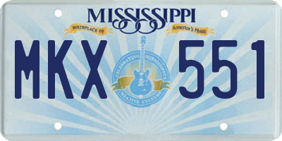 MS license plate MKX551