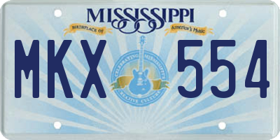 MS license plate MKX554