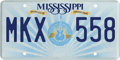 MS license plate MKX558