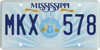 MS license plate MKX578