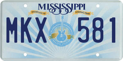 MS license plate MKX581