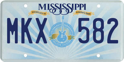 MS license plate MKX582
