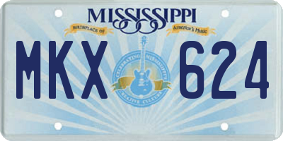 MS license plate MKX624
