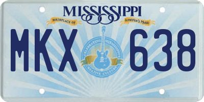 MS license plate MKX638