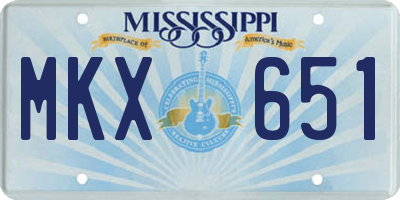 MS license plate MKX651