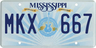 MS license plate MKX667