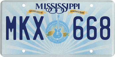 MS license plate MKX668