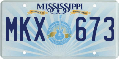 MS license plate MKX673