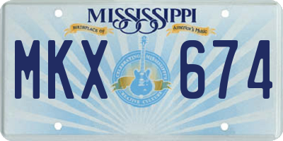 MS license plate MKX674