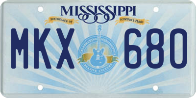 MS license plate MKX680