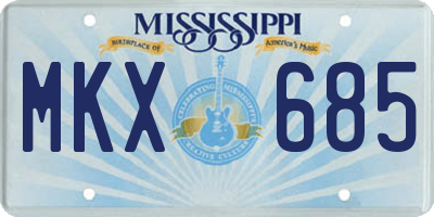 MS license plate MKX685