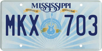 MS license plate MKX703