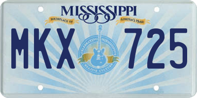 MS license plate MKX725