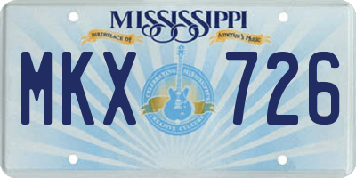 MS license plate MKX726