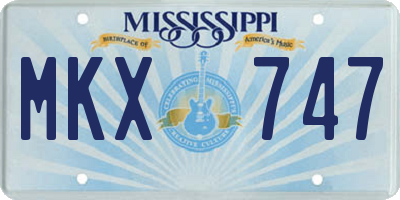 MS license plate MKX747