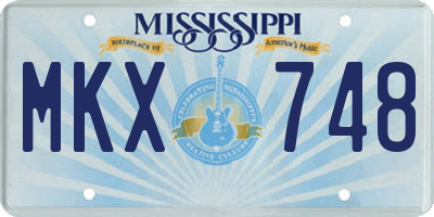 MS license plate MKX748