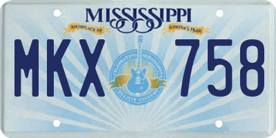 MS license plate MKX758