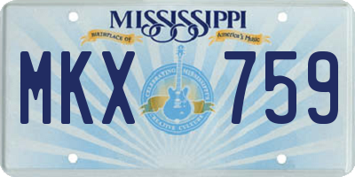 MS license plate MKX759