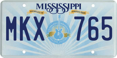 MS license plate MKX765