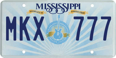 MS license plate MKX777