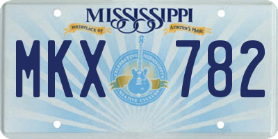 MS license plate MKX782