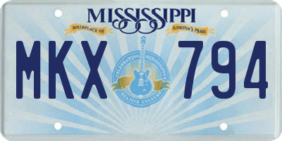 MS license plate MKX794