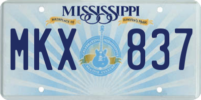 MS license plate MKX837