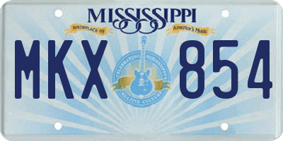 MS license plate MKX854