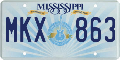 MS license plate MKX863