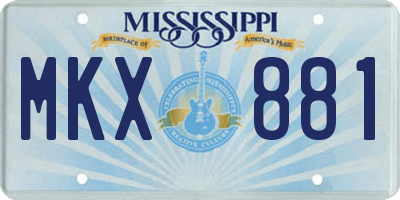MS license plate MKX881