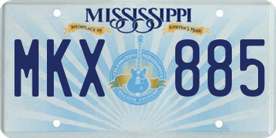 MS license plate MKX885