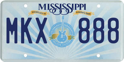 MS license plate MKX888